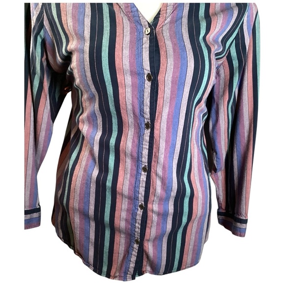 CJ Banks Purple and Blue Striped Button-Down Shirt, Plus Size 3X - Picture 4 of 9